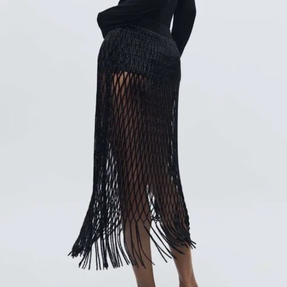 Zara beaded black skirt Limited Edition/ ZW Collection - Picture 3 of 12
